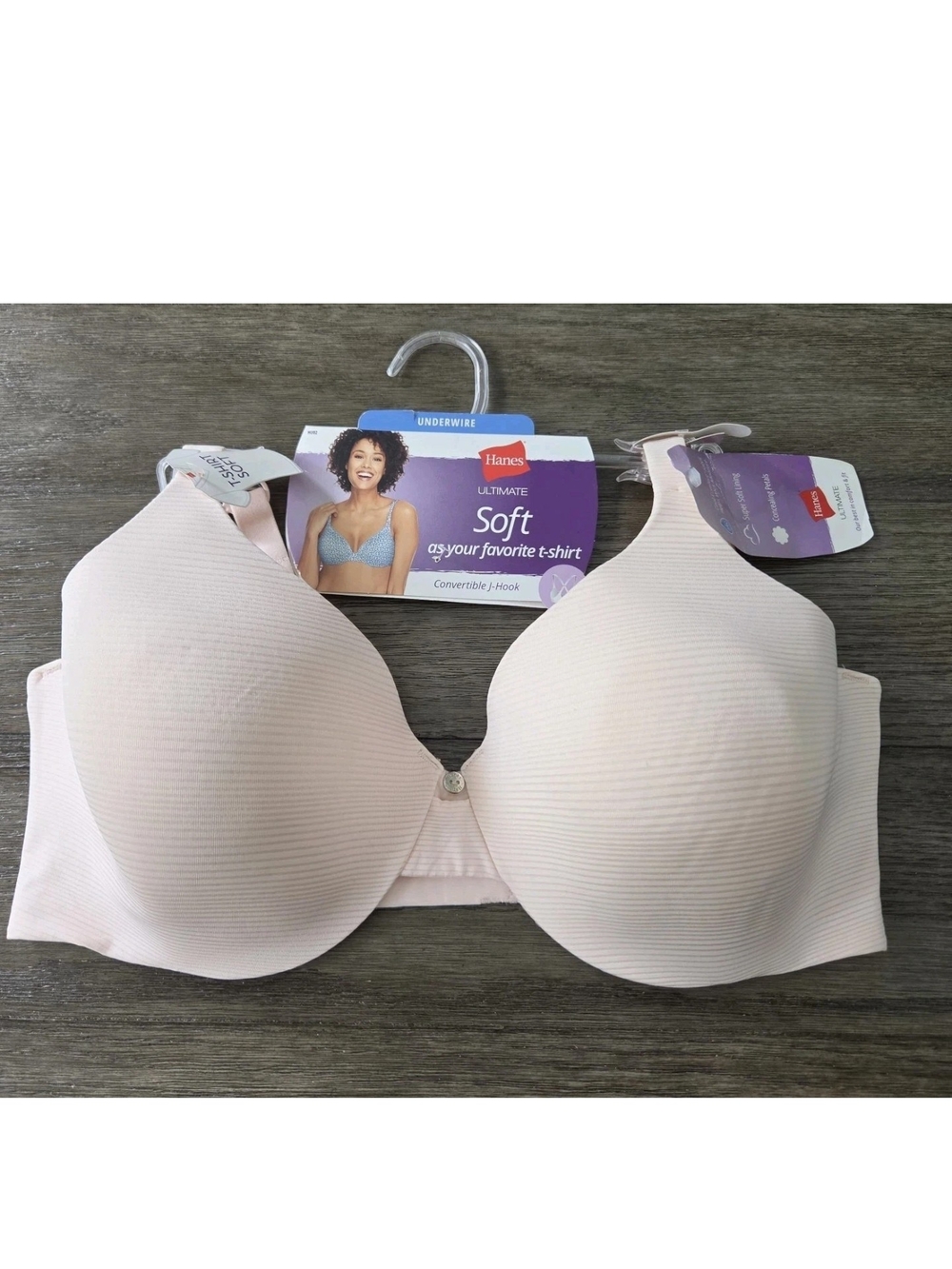 Hanes Soft Pink Underwire Ultimate T Shirt Soft Convertible J Hook Bra 36D New
